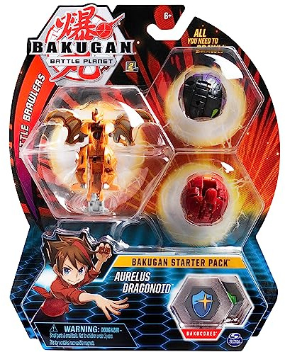 BAKUGAN Starter Pack 3-Pack Aurelus Dragonoid Collectible Action Figures for Ages 6 and Up