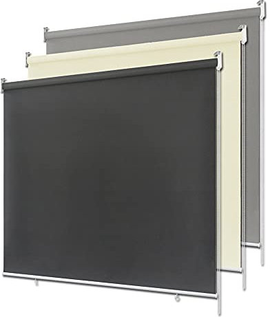 LeMeiZhiJia Außenrollo Senkrechtmarkise Balkonrollo Sichtschutz Rollo Beschattung 100 * 240cm Grau