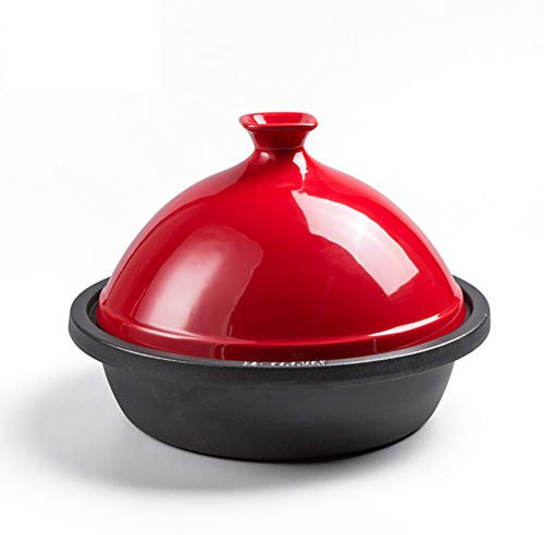 XCXDX Tajine, Tajine Marocaine Traditionnelle, Marmite en Fonte, Cocotte en Céramique, Marmite Multi-Fonctions, 30cm pour 3-6 Personnes Red 26cm