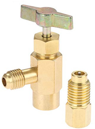 SURIEEN R1234yf Self-Sealing Can Tap Depressor, F-1/4 SAE 1/2 Acme LH Thread Valve Tool Bottle Opener with F-1/4 SAE to M-1/2 Acme Connector Adapter for R134a R12 R22 Charging Hose