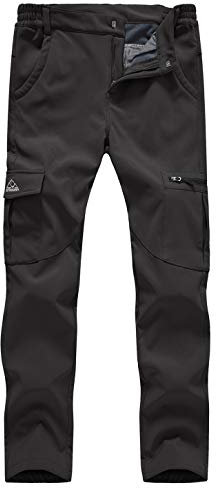 donhobo Women's Outdoor Softshell Trousers Winter Fleece Lined Walking Trousers Waterproof Windproof Hiking Pants Black L
