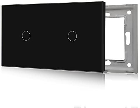 BSEED Wandleuchte Schalter Touch Glas Panel Nur Double 1 Fach Schwarz 157mm * 86mm