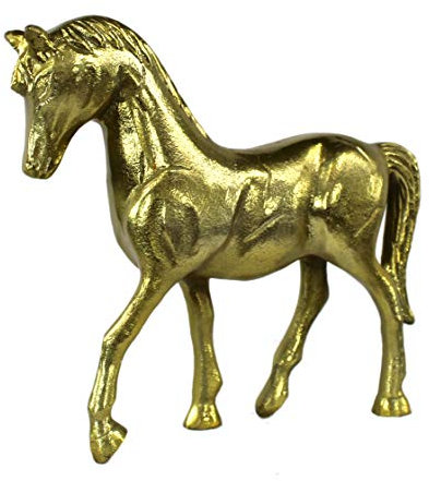 DARO DEKO Massive Skulptur aus Metall - Goldenes Pferd - 30cm hoch