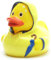 Duckshop I Badeente Schlechtwetter I Quietscheente I L: 8 cm - inkl. Quietscheentchen-Schlüsselanhänger I Geschenk Herbst I Präsent Sammler