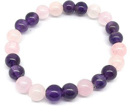 Domidora, Bracelets Douceur Et Réconfort Enfant Pierres Naturelles 6mm,Cadeau Enfant Lithothérapie (Angoisses, quartz rose et amethyste)