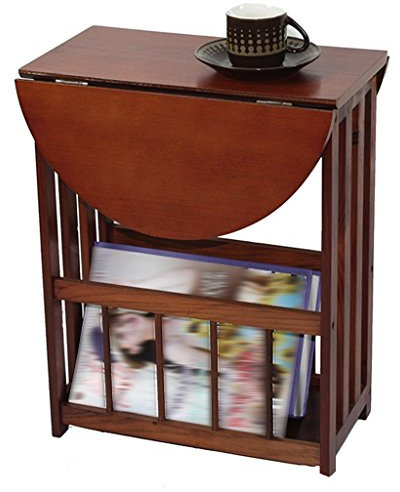 GAOLIM Beistelltisch Schreibtisch Ende Nachttisch Zeitungsständer Zeitungsständer Kleiner Schreibtisch Ecke Kiefer Walnuss 513645cm Klappbar, multifunktional (Farbe: Walnuss)