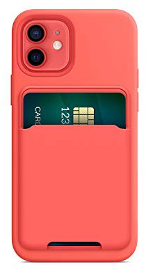 FRTMA Magnetic Card Holder Compatible with iPhone 12/Pro/Max/Mini, Silicone Sleeve Magnetic Wallet Case for MagSafe, (Pink Citrus)
