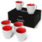 MIAMIO - 6 x 350 ml Juego de Taza de Café/Copa de desayuno - Le Papillon Colección (Blanco-Rojo)