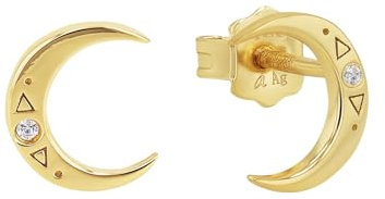 Amor Ohrstecker 925 Sterling Silber Damen Ohrschmuck, mit Zirkonia synth., 0,9 cm, Gold, Stern, Kommt in Schmuck Geschenk Box, 2032788