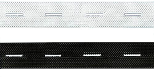 U.W. 2 m Gummilitze Gummiband Lochgummi 25mm breit Schwarz Weiß 2 Meter Knopflochgummi (schwarz/weiß)