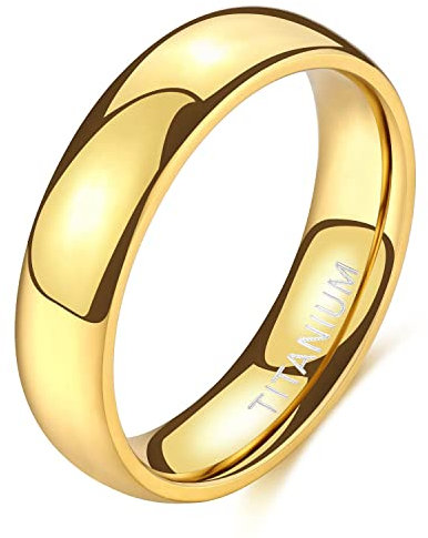 Zakk Ring Damen Herren 2mm 4mm 6mm Titan Poliert Schmal Ringe Verlobungsringe Ehering Hochzeitsringe (Gold-6mm, 60 (19.1))