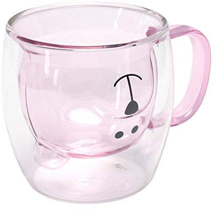 250ml Orso Doppia Tazza con Manico Simpatico Orso Tazza Tè Tazza di Caffè Latte Coppia Doppia Tazza di Vetro Divertente di Compleanno di San Valentino per la Casa(2#)