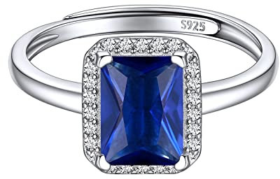 ChicSilver Silber Damenring Fingerring mit Quadrat Tansanit Gebursstein Damen Mädchen verstellbarer Ring mit Zirkonia für Braut Mama Schwester