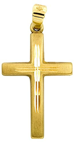 EDELIND Kreuzanhänger Gelbgold 585/14 Karat Echtgold Anhänger für Damen Taufkette Junge Goldkreuz für Damen, Herren, Kinder Kreuzanhänger mit Schmuck Geschenkbox