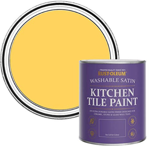 Rust-Oleum Yellow water resistant Kitchen Tile Paint in Satin Finish - Lemon Jelly 750ml
