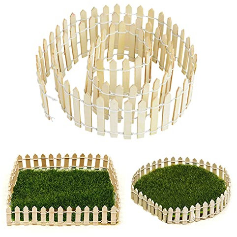 Zaun Grenze, Mini Zäune, Miniatur-fee-garten Kit, Micro-landschaft Zaun Zubehör, für Ornament Kleiner Ornament, DIY Modellbau Garten (Original Holzfarbe)