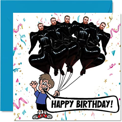 Lustige Sam Smith Geburtstagskarten für Frauen und Männer – Brits Balloons – Happy Birthday Karte für Mutter, Vater, Bruder, Schwester, Sohn, Tochter, Oma, Großvater, 145 mm x 145 mm, Witz, Humor,