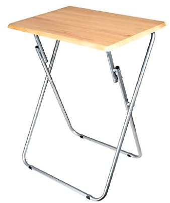 Unibos Aggloz | Metal Legs Folding Side Coffee Table | Laptop Table, Snack, Tv Dinner, Bedside Table | Natural | 66x 48cm