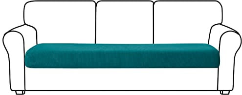 Sofa Sitzkissenbezug, Stretch Sitzkissenschutz, Elastischer Kissenbezüge, Husse Überzug Bezug Für Sofa Sitzkissen, rutschfest Stoff Tartan (3-Sitzer,Blau)
