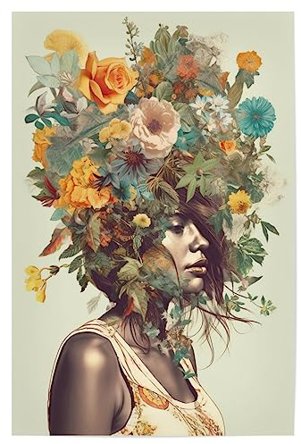 artboxONE Poster 45x30 cm Floral Sommer Frauen Blumenkopf - Bild Argo pop Art Blumen Frau gemälde blumenkopf