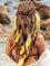 Yean Boho Feder-Stirnband, Quaste, indischer Kopfschmuck, gelbe Federn, Haarbänder, Festival, Party, Rave, Haarschmuck für Damen