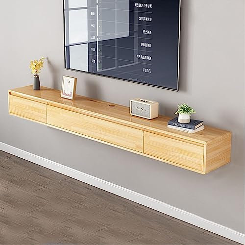 Meuble TV Mural - Meuble TV Suspendu - Étagère TV Flottante, Panneau Bas De Télévision En Bois Massif Suspendu, Étagère De Téléviseurs De Centre De Divertissement De Console Multimédia ( Color : Wood
