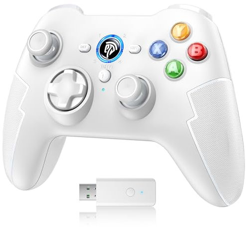 EasySMX 9013PRO Mando PC PS3 Inalambrico con Hall Trigger - Turbo - Vibración - Batería Incorporada - para PC/PS3/Switch/Android TV Box/Móvil/Tableta/Portátil - Blanco