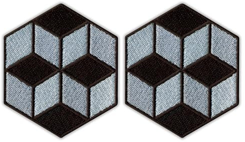 Set mit zwei Würfeln – Optische Täuschung, Op-Art Serie – Aufnäher – bestickt