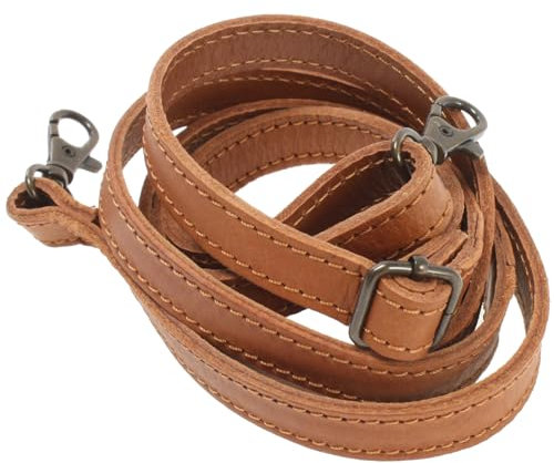 LECONI schmaler Trageriemen Schulterriemen längenverstellbarer Trage-Gurt für Damentaschen und Herrentaschen Leder 1,6 x 150cm cognac LEC-R8