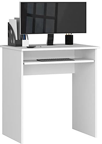 Home Collective Schreibtisch Computertisch Bürotisch mit ausziehbarer Tastaturablage, 68 x 51 x 74 cm, Kleiner Schreibtisch in weiß, ideal für Kinderzimmer und Heimbüro