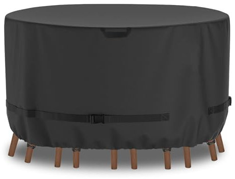 Aipwerer Copertura per Mobili da Giardino, Telo Oxford 600D Copri Tavolo Esterno Impermeabile Anti-UV, Teli Protezione Copri Esterno per Giardino Tavolo e Sedie Rotonda Mobilia (Ø128x71cm)