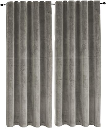 TiborTex Samt Vorhang 2er Set Kräuselband Taupe 140x175 cm Verdunkelungsvorhang Samt weich Gardine Blickdicht U-Band abdunkelnd