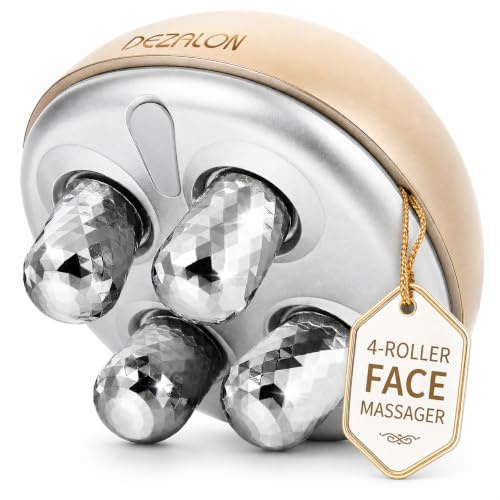 DEZALON Microcurrent Facial Device, Face Massager Tool, Eye and Neck Massager, Face Roller, Beauty Tools for Relaxing Facial Massage and Skin Care Routine, Gold Color