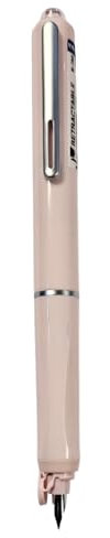 WRITECH Retractable Fountain Pen | Fine Nib | Blue Ink Cartridges Included (Pink)
