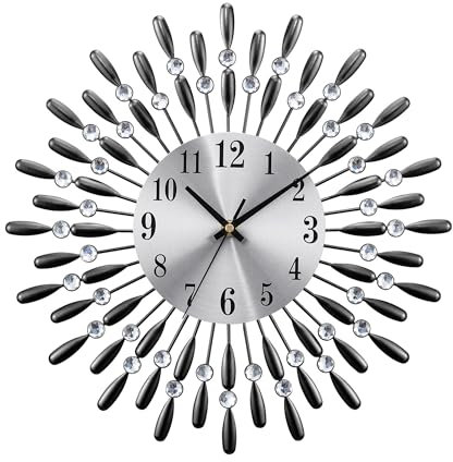 HaiYiZuhause Vintage Wanduhr ohne Tickgeräusche, Große Retro Wand Uhr im europäischen Stil, ideal als Deko für Wohnzimmer, Schlafzimmer, Küche, Klassische Zimmer Deko & Küchenuhr (Silber)