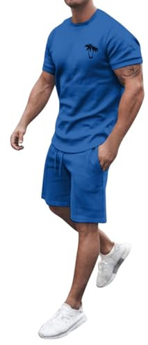 Sonderangebote Herren Herren Klamotten Sommer Badminton Set 4 Schläger Kurz Kurzarm Herren Klamotten Sommer SPOR Sommer Klamotten Herren Musselin Hemd Herren(2-Blue,6XL)