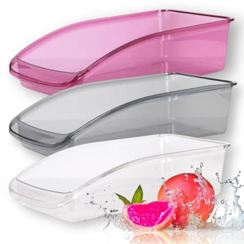 ZUNOVI Organizador Nevera, Juego de 3 | Cajas organizadoras para la cocina, despensa, armarios, encimeras y frigoríficos | Organizador Cocina Reutilizables y libres de BPA (GRIS-BORGOÑA-TRANSP)