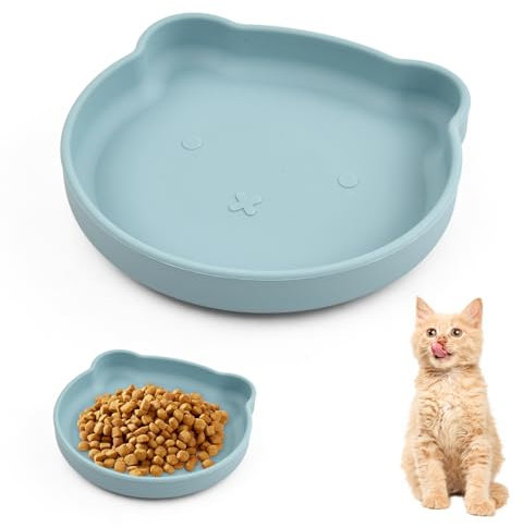 Amexo Gamelle pour Chat en Silicone avec Ventouse Gamelle Plate pour Chat Gamelle Antidérapante pour Chat Bol Nourriture Chat Bol pour Chat Gamelle pour Chat pour Nourriture Sèche et Humide