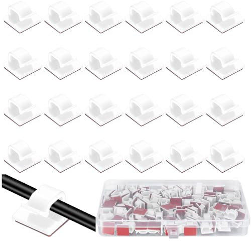 110PCS Weiß Kabelclips Selbstklebende, Kabelhalter Kabelklemmen, Draht Kabel Halter, Kabel Clips, Kabelführungsclips, Kabelorganisatoren Kabel Management Halter für Büro Flachkabel Schreibtisch