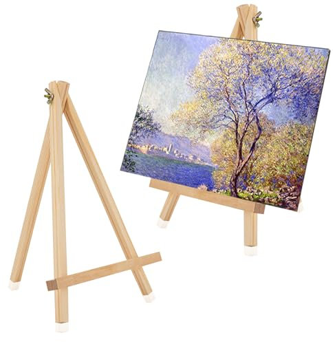 Tischstaffelei Holz 30 x 20 cm, 2 Stück Mini Staffelei Tisch Leinwand Ständer Dreieck Staffelei Klein Holzstaffeleien Bilderrahmen Halterung für Hochzeit Desktop Gemälde