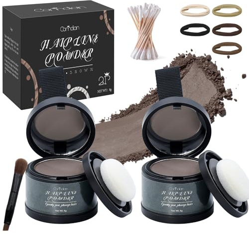 2 Pack Hairline Powder for Women and Men, Used to Root Touch Up Hair Color, Thinning and Gray Hair Coverage and Bald Spots Coverage, Dark Brown