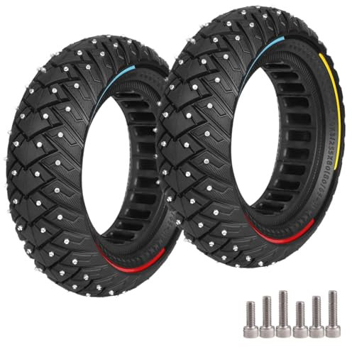 Prodrocam 10 x 3/255 x 80 (80/65-6) Vollreifen mit Rutschfeste Schrauben für Zero 10X Kaabo Wolf Warrior X Mantis 10 Elektroroller Ersatzreifen Solide Reifen für Winter Schnee (Dreifarbig-2)