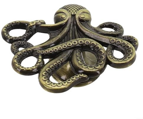 EpheyFIF Octopus Shape Zinc Alloy Furniture Handle Door Cabinets Knobs, Cabinet Handles Door Knobs for Children Room, Unique Octopus Design Cabinet Knobs(Bronze)