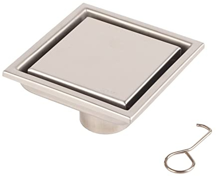 NOENNULL Caniveaux de douche, 12 x 12 x 4 Maison Acier inoxydable Forme carrée Anti-odeur Salle de bain Siphon de sol Gate Drain de douche