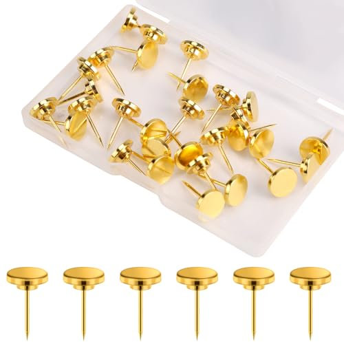 30st Gold Reißzwecken Metall, Wand Nadeln zum Aufhängen von Bildern Kleine Wandnägel Dekorativ Push Pins für Korktafeln Bulletinkarten Poster Home Office Displays