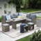 OC Orange-Casual Gartenlounge Set, 7-Teiliges Rattan Sitzgruppe mit Ecksofa,Hocker&Aluminiumtisch, Gartensofa Set mit abnehmbarem Kissen, 3 Packet insgesamt, für Garten,Hinterhof,Balkon,Terrasse, Grau