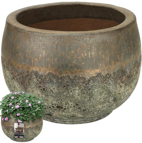 KOTARBAU® Maceta de cerámica dorada, altura de 20 cm, 27 cm, para salón, flores, maceta, vintage, para exterior e interior, plantas de interior