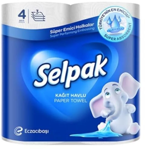 SPACK Küchenrolle,Extra Weich und Stark, Papiertuch, kitchen roll 4 Rollen, 1 Packungen