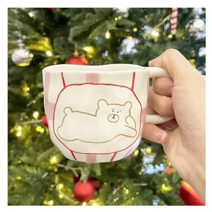 MOVDARL Tazza da tè in ceramica dipinta a mano, carinissima tazza da caffè a forma di orsetto dei cartoni animati, grande capacità, idea regalo creativa