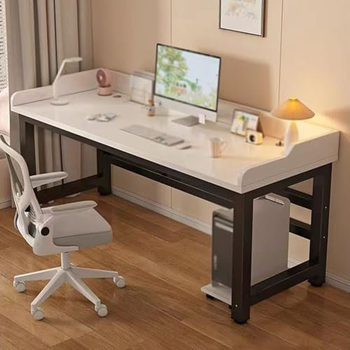 Modern Computer Desk - Large Office Writing Table, Sturdy Metal Frame Workstation, Gaming Desk for Home Office, 39.4x23.6 Study Table (White, 100x60cm)